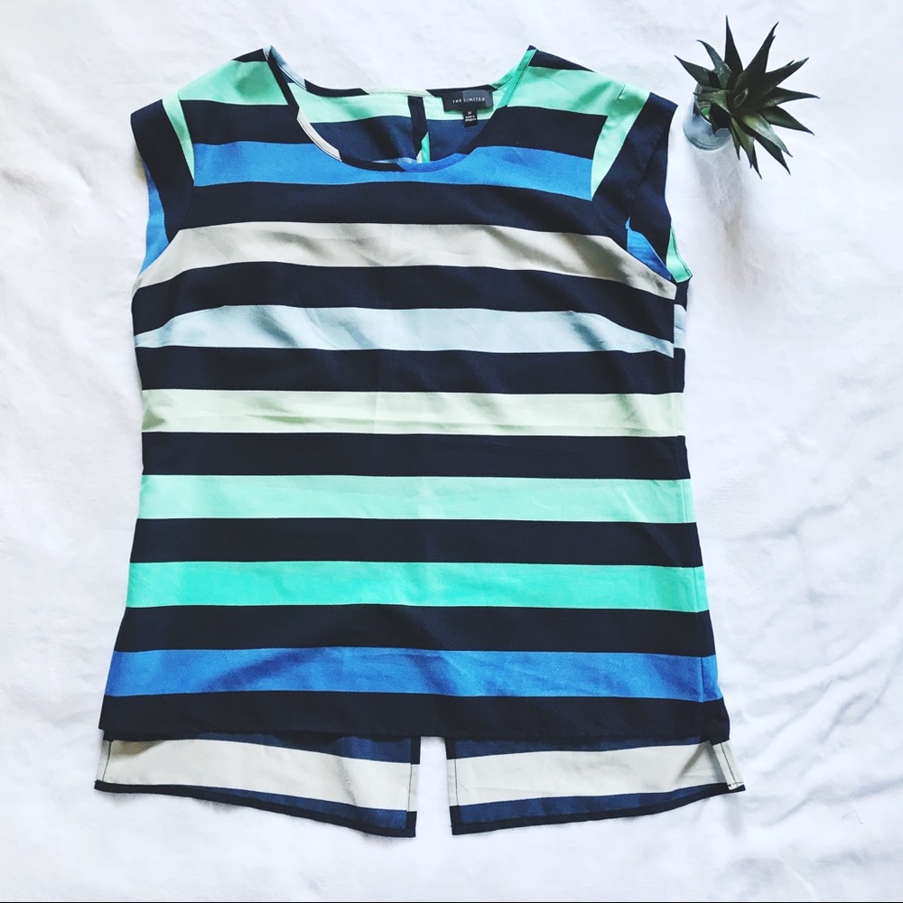 The Limited Striped Cap Sleeve Career Blouse Sz. M